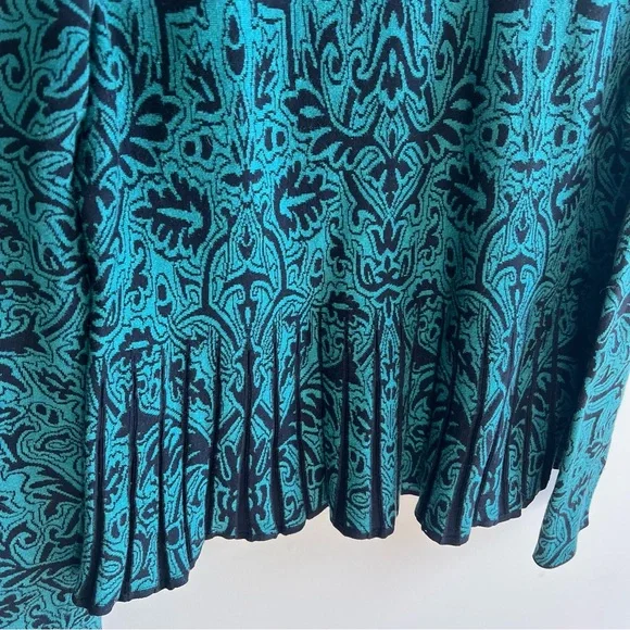 Peruvian Connection long sleeve paisley Tunic Sweater green black Pima Cotton - Picture 3 of 9